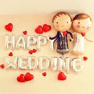 Dải bóng chữ HAPP WEDDING trang trí tiệc cưới, phòng tân hôn
