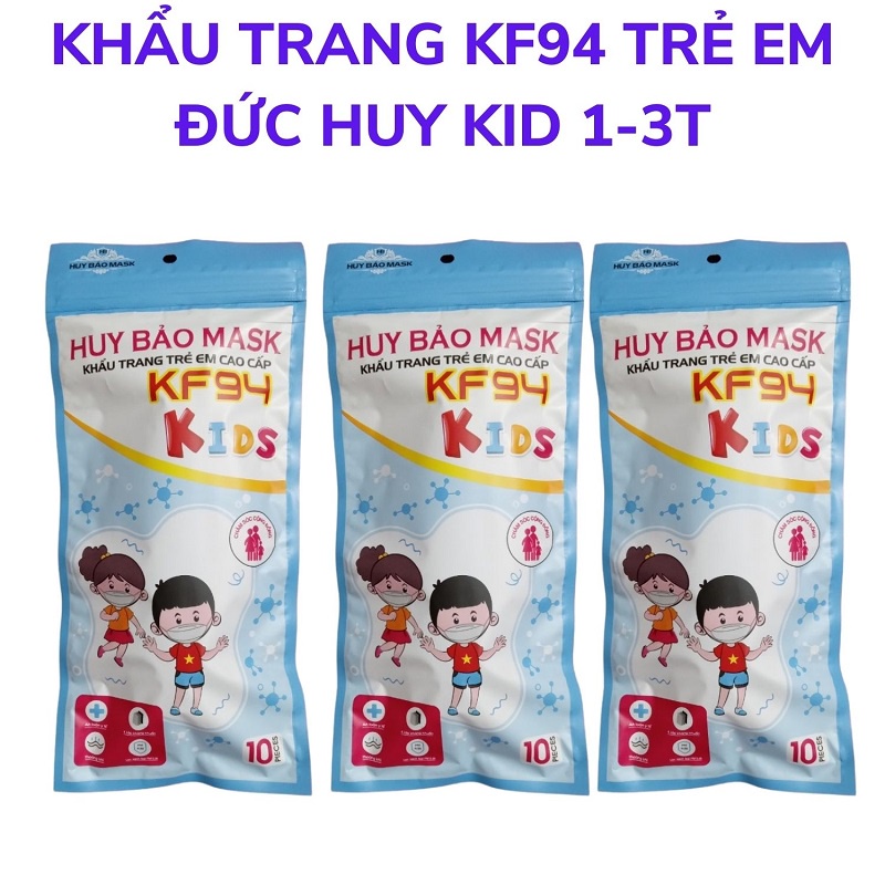 Khẩu trang y tế trẻ em 4D - KF94 kháng khuẩn chống bụi hàng loại 1 chính hãng TT Mask, HUY BẢO mask túi 10 chiếc