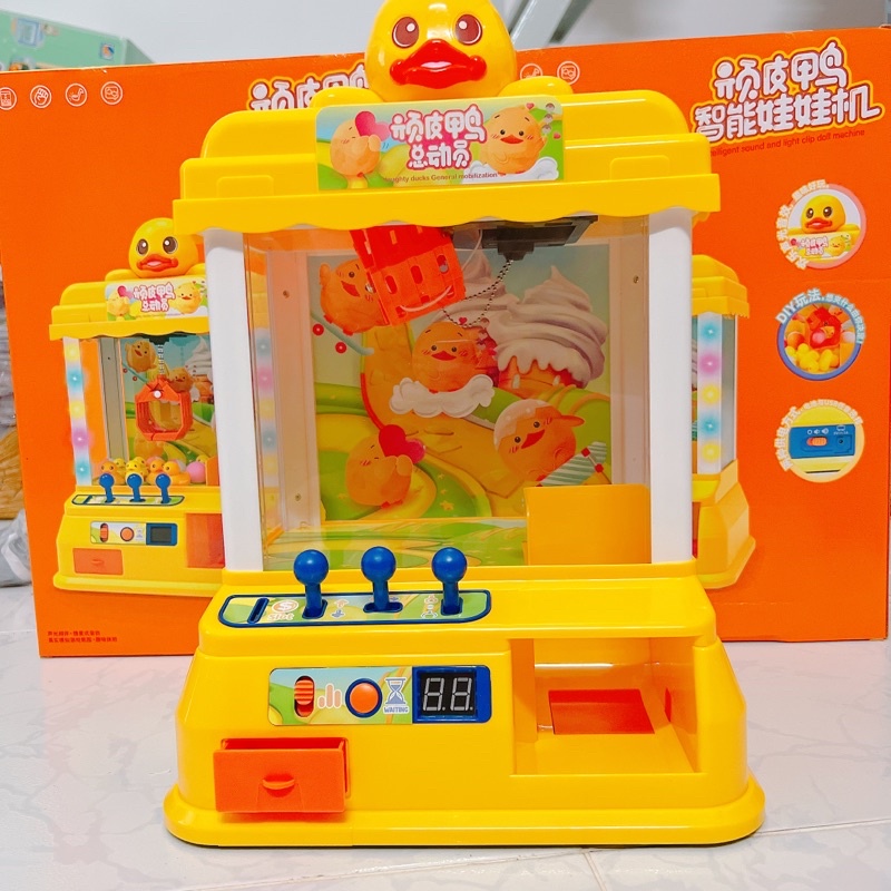 Máy gắp thú vịt vàng cao 41cm kèm gấu và xu