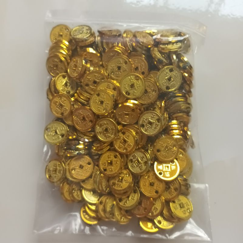 Gói 100 đồng xu thiếc vàng 1cm là thủ công làm handmade