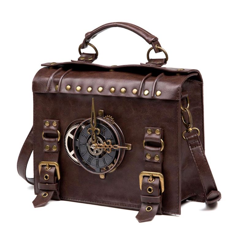 Túi đeo chéo phong cách gothic cổ điển trang trí hình bánh răng