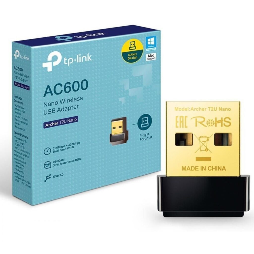 USB Thu Sóng Wifi Tp-Link Archer T2U Nano Băng Tần Kép Chuẩn AC Tốc Độ 600Mbps - Hàng Chính Hãng