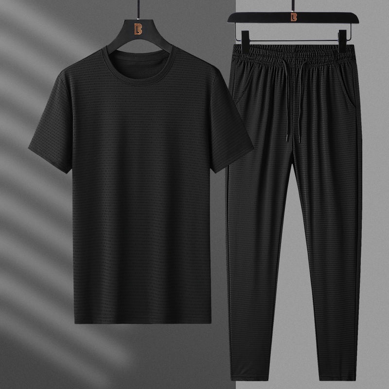 Bộ Đồ Công Nhân Màu Đen Phối Lưới Thoáng Khí Thời Trang Mùa Hè Cho Nam