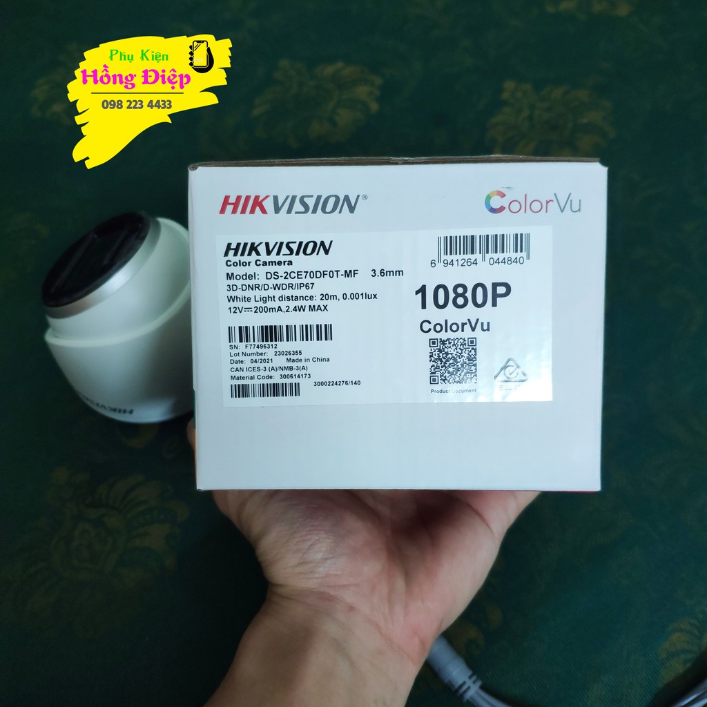 Camera Có Màu Ban Đêm Hikvision ColoVu DS-2CE70DFOT-MF 1080P