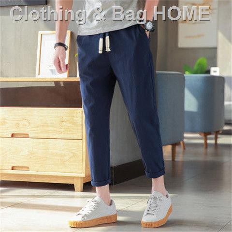 Quần Dài Vải Lanh Cotton Dáng Ôm Phong Cách Hàn Quốc Thời Trang Mùa Hè Cho Nam