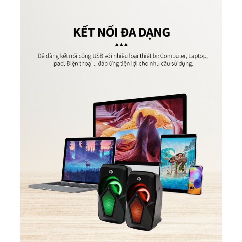 Loa vi tính B Y BD-110, USB hiệu ứng LED RGB bảo hành 12 tháng.