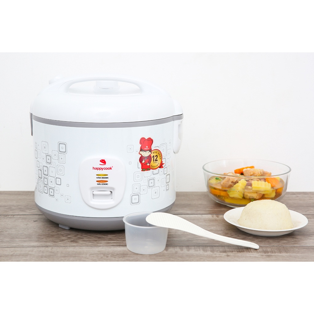 Nồi cơm điện Happycook KS-183TJV-CR 1.8 lít 700W chất liệu lòng nồi hợp kim nhôm phủ chống dính - Chính hãng BH 12 tháng