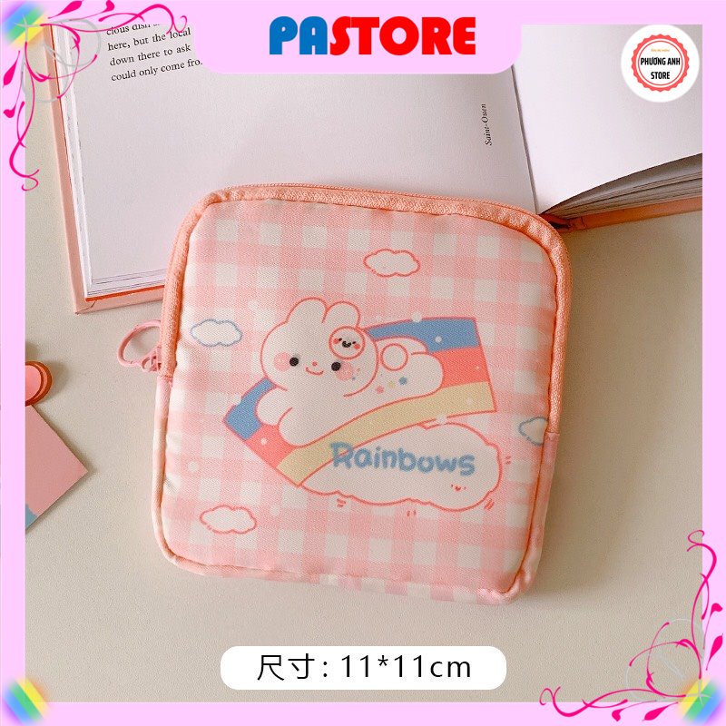 Túi đựng băng vệ sinh,túi đựng đồ skincare túi đựng đồ cá nhân vải cao cấp kín đáo nhỏ gọn sử dụng dễ dàng dễ thương.