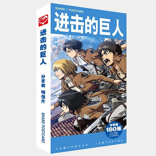 Postcard Attack on titan Đại chiến titan hộp ảnh bộ ảnh có ảnh dán + lomo + postcard bưu thiếp anime chibi | BigBuy360 - bigbuy360.vn