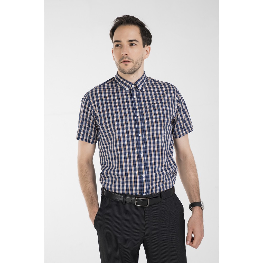 Áo sơ mi nam DARNELL, áo tay ngắn kẻ caro chất cotton cao cấp bền đẹp DN0041 | BigBuy360 - bigbuy360.vn