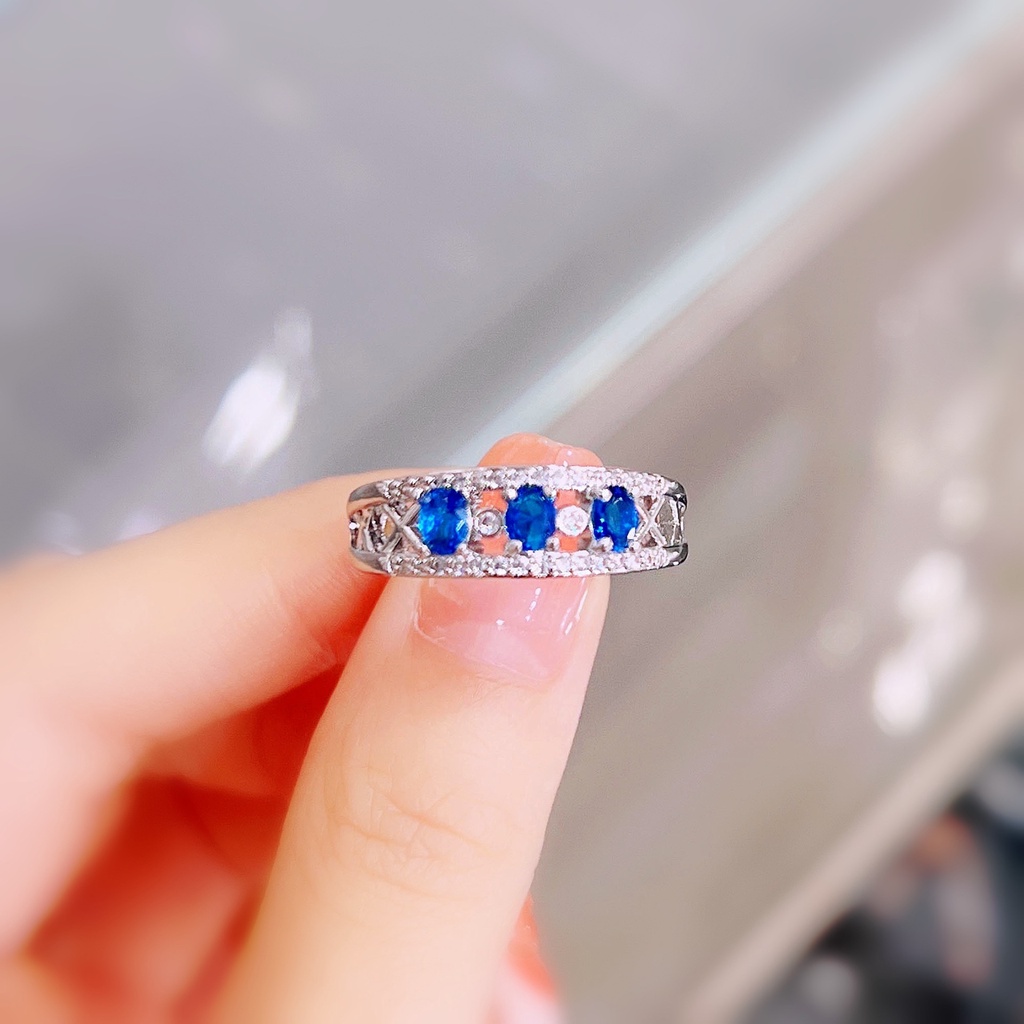 Nhẫn Bạc 925 Đính Đá Sapphire Sang Trọng