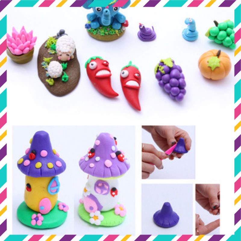 ❤️FREE SHIP❤️ (Bộ 24 màu) Đất Sét Nung Polymer Clay [Hỏa Tốc 30p] Kèm Bộ Dụng Cụ &amp; Sách Hướng Dẫn - 24 Màu - Cục 20gr