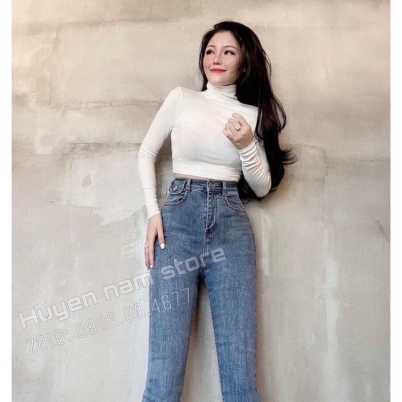 Quần jean ôm cạp cao nắp lệch siêu hót, Dáng ôm cạp cao, xanh đậm xanh nhạt j12,j13 | BigBuy360 - bigbuy360.vn