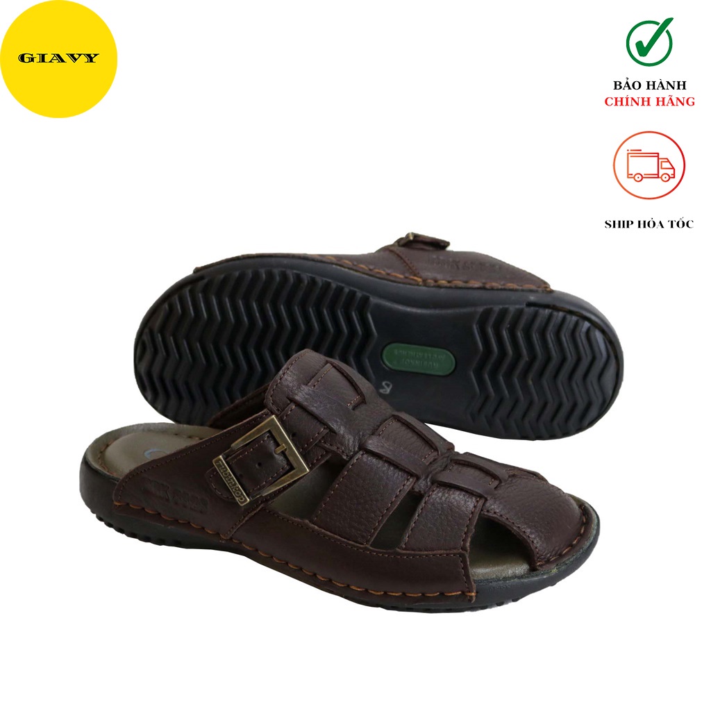 Dép nam bít mũi, dép da nam trung niên, đế đúc 8328 - GIÀY GIAVY