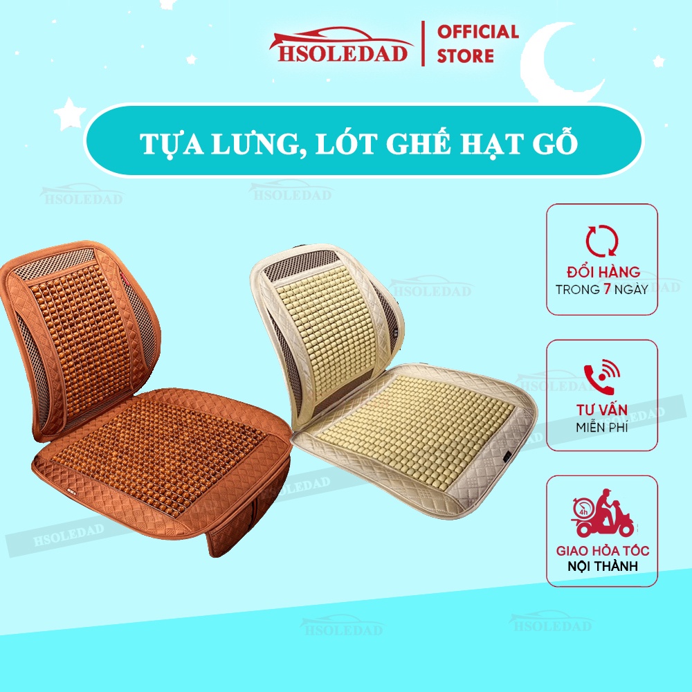 Lót ghế và tựa lưng có hạt gỗ, tác dụng massage, thoáng khí, chống mệt mỏi khi lái xe và ngồi làm việc