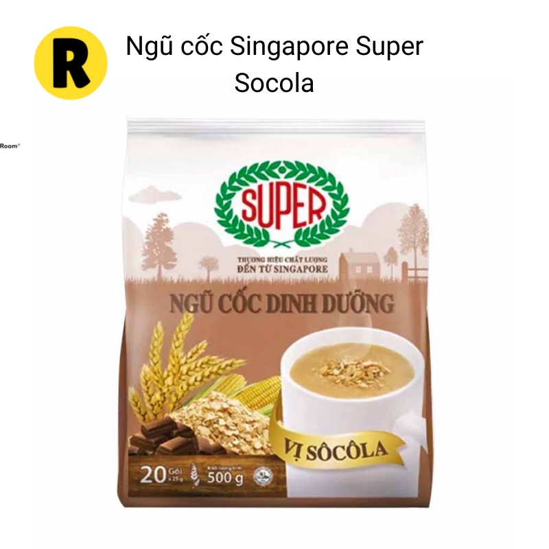 Ngũ cốc Singapore Super vị Socola và Gạo lứt, túi 20 góix25gram, thơm ngon.