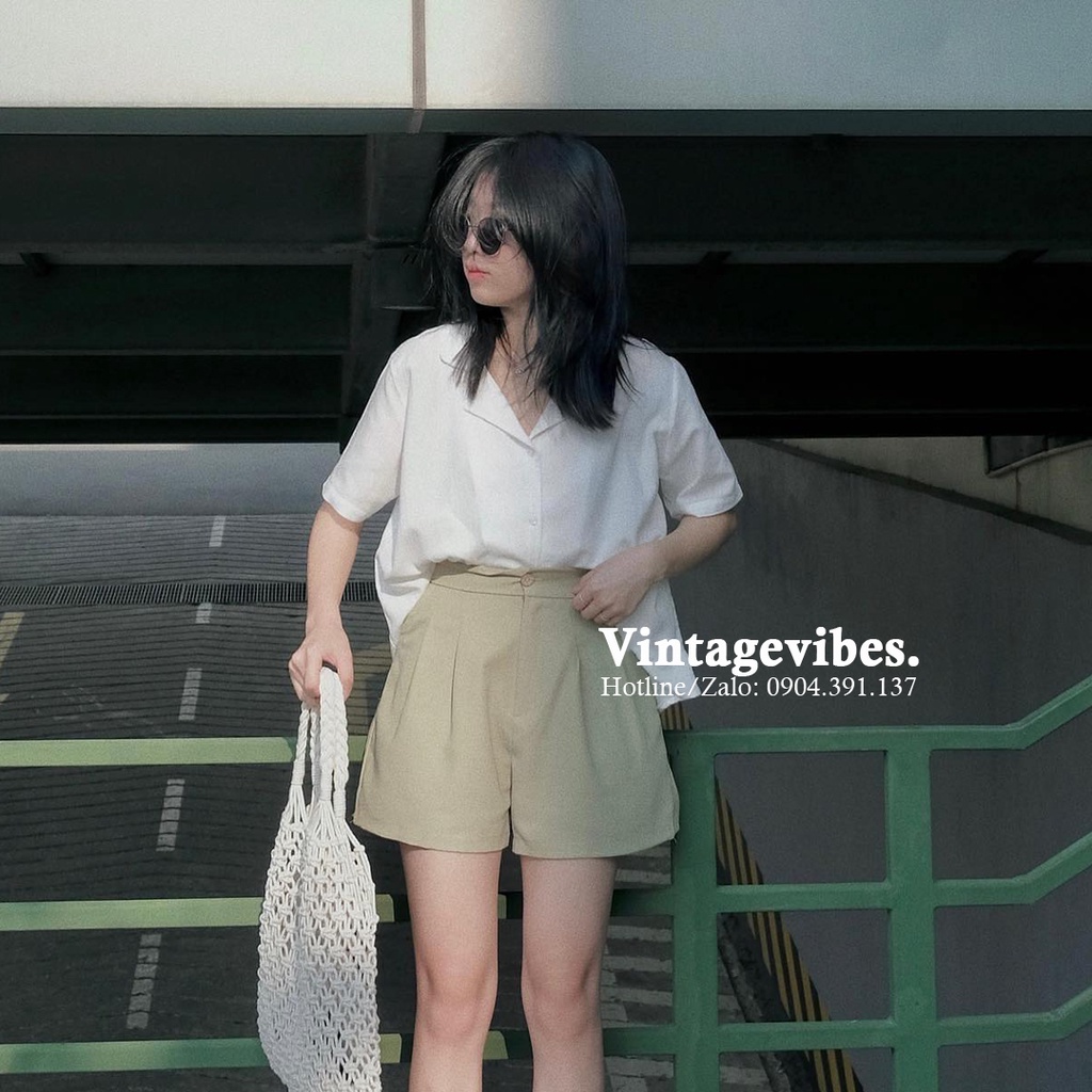 Áo sơ mi Hàn Quốc, Áo sơ mi cổ vest form rộng chất đũi Ulzzang