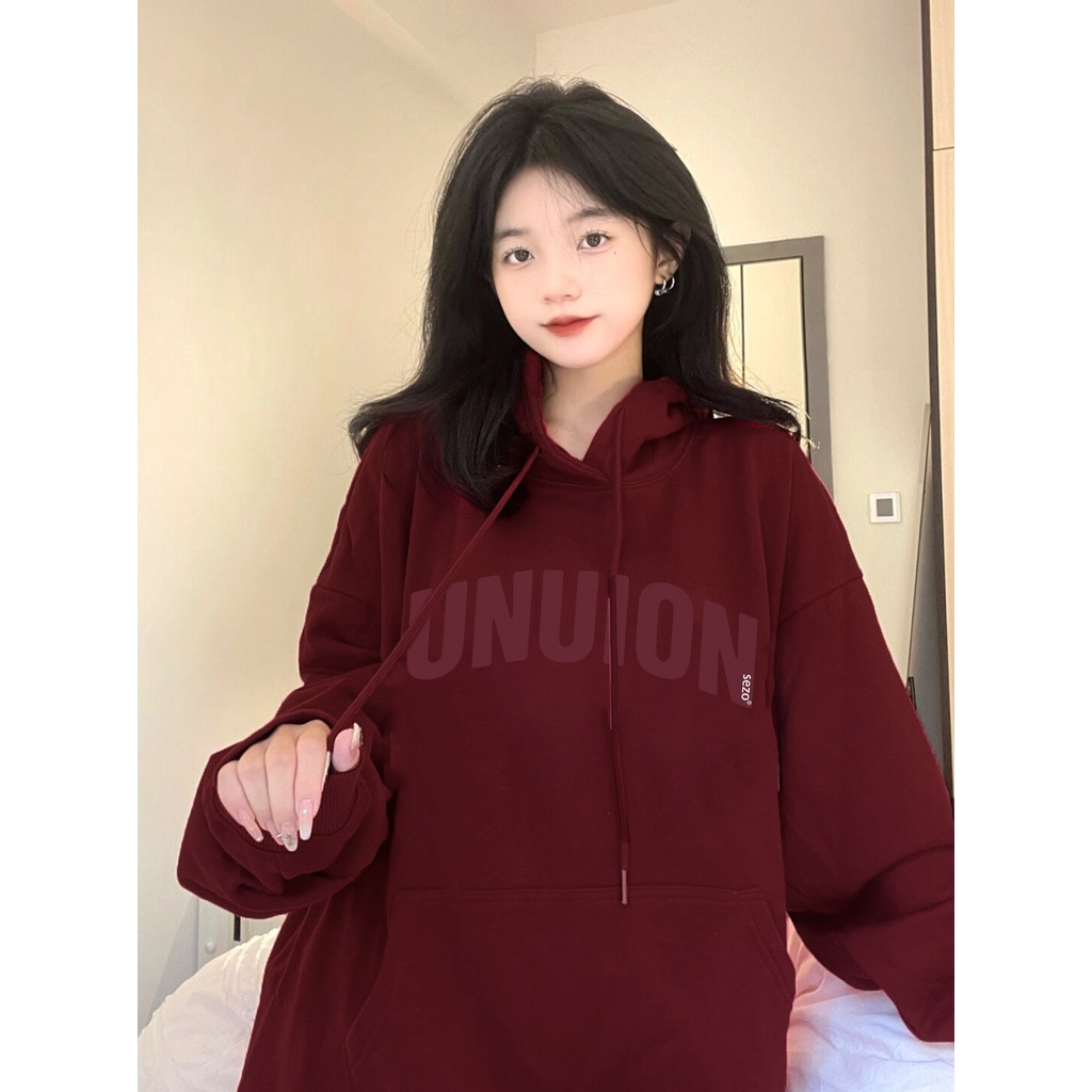 Áo hoodie SELVZE chất liệu cotton tay dài dáng rộng phong cách Mỹ cổ điển thời trang cao cấp cho nữ