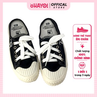 Giày sục thể thao nữ hot trend 2021 - sục thêu chữ b ohayo, giày đạp gót chất liệu vải cao cấp siêu êm chân d010