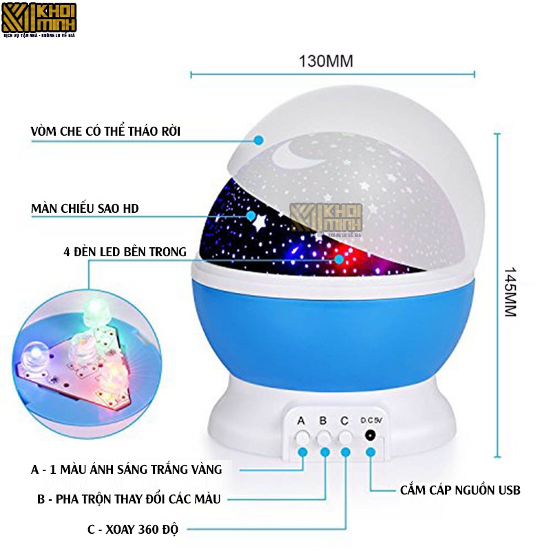 Mã TOYFSS4 giảm 15k] đèn chiếu sao tự xoay tròn thần kỳ 360 Star Master pro