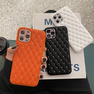 Ốp Da Bảo Vệ Camera Lấp Lánh Kim Cương Bling Cho iPhone 15 14 13 12 11 Pro Max X XR XS 7 Plus Da Cừu Chống Sốc