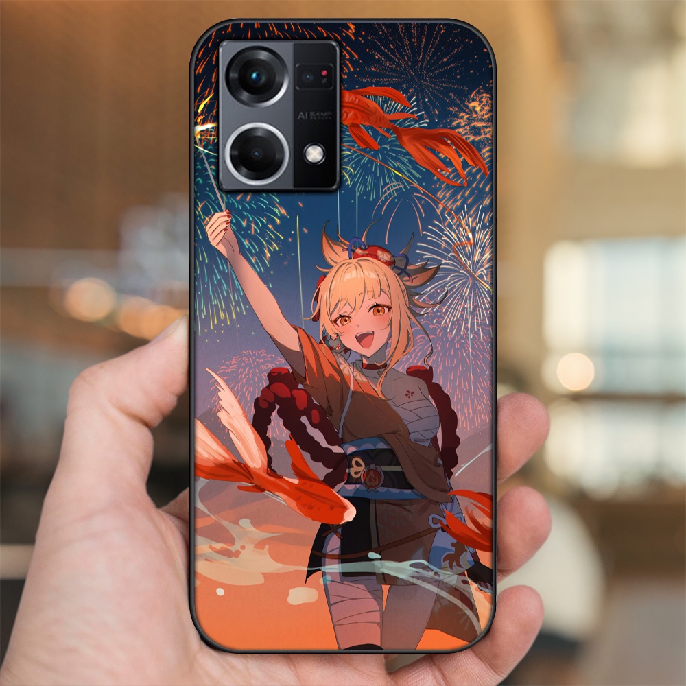 Ốp lưng Oppo Reno 8 4G viền đen in hình Yoimiya Genshin Impact