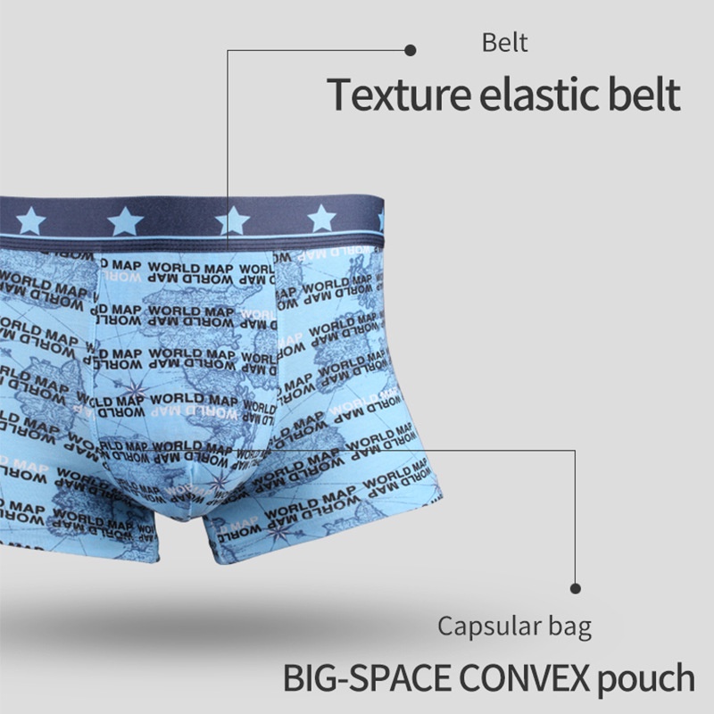 Quần Lót Boxer Cotton Lưng Vừa Thoáng Khí In Họa Tiết Thời Trang Cho Nam C547
