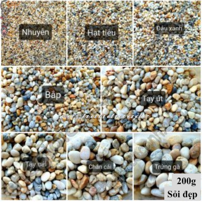 Sỏi tự nhiên nhiều màu, 200g, làm decor, lót bể cá, làm mô hình, sử dụng rất phố biến