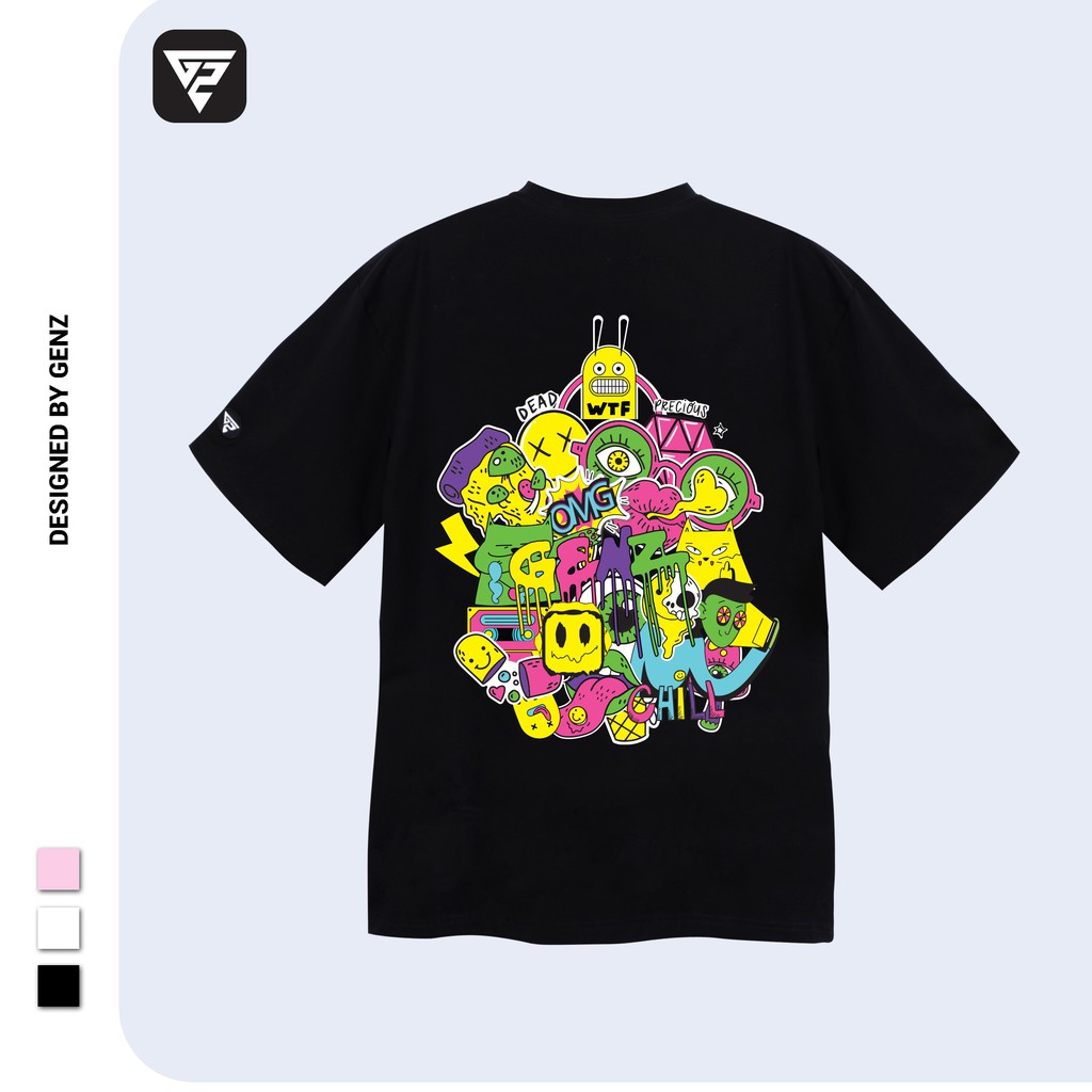 Áo thun tay lỡ GENZ phông Unisex nam nữ Cotton oversize form rộng Sticker Factory | BigBuy360 - bigbuy360.vn