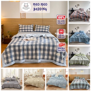 Bộ Chăn Ga Gối 4 Món Cotton Tici Chăn Trần Bông - Chăn Hè