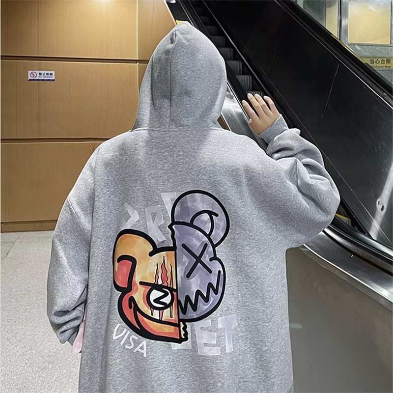 Áo Khoác Hoodie Lót Nhung Tay Dài Dáng Rộng In Chữ Phong Cách Mỹ Thời Trang Thu Đông Cho Cặp Đôi Cỡ M-8XL