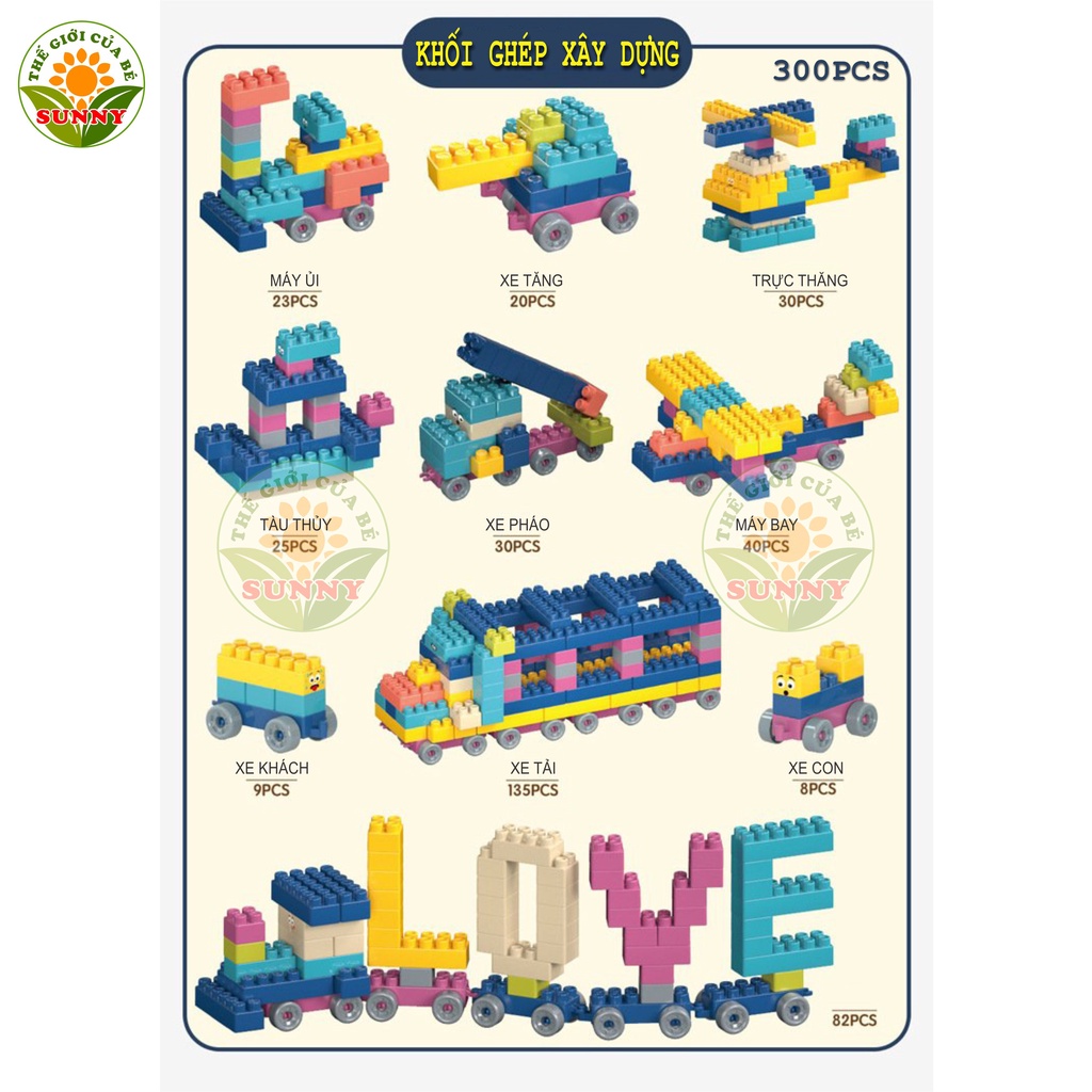 Đồ chơi lego cho bé trai hình khối xây dựng - Bộ đồ chơi em bé thông minh - Sunny