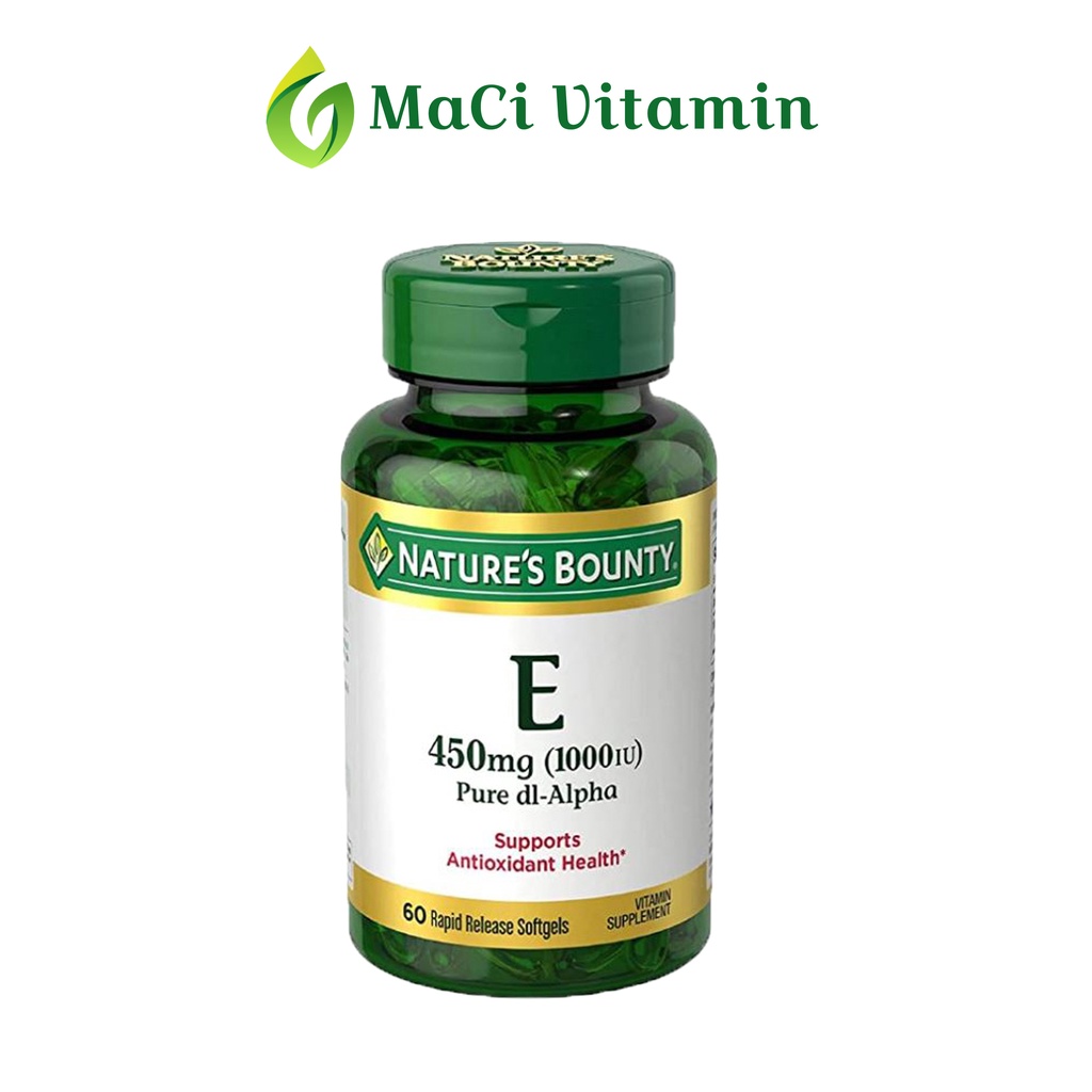 Vitamin E 400iu Nature’s Bounty 60 viên Tăng hệ miễn dịch, Chống oxy hóa MaCi