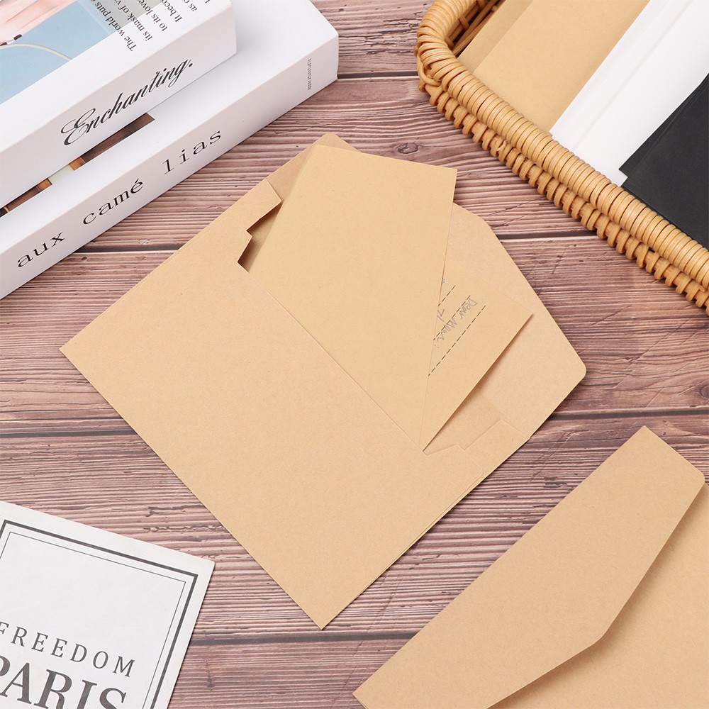 💜LAYOR💜 10Pcs DIY Wedding Invitation Craft Greeting Card Kraft Envelopes Business Gift European Style Office Supplies Stationary Vintage Kraft Paper/Multicolor