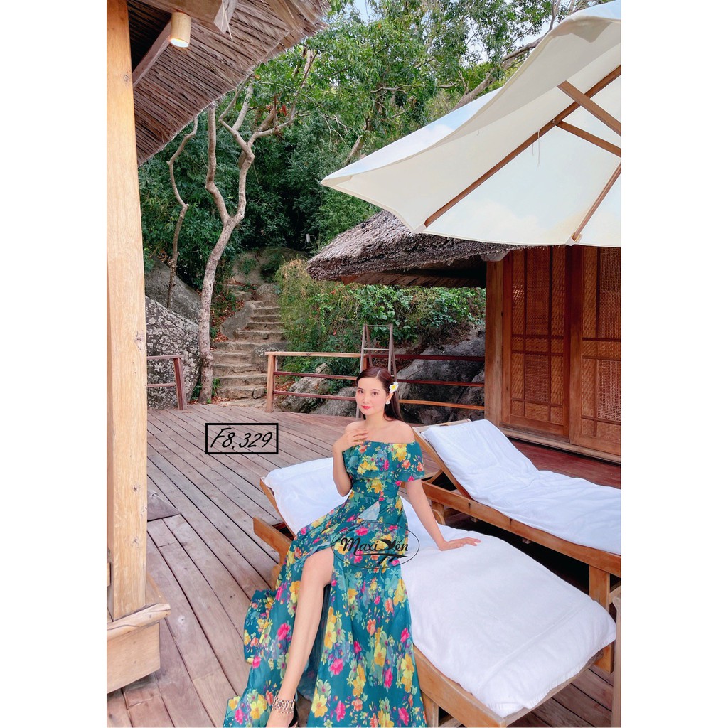ĐẦM MAXI TRỄ VAI HOA XẺ ĐÙI VÁY ĐI BIỂN DỰ TIỆC ĐẸP SANG TRỌNG F8.329 MAXI YẾN