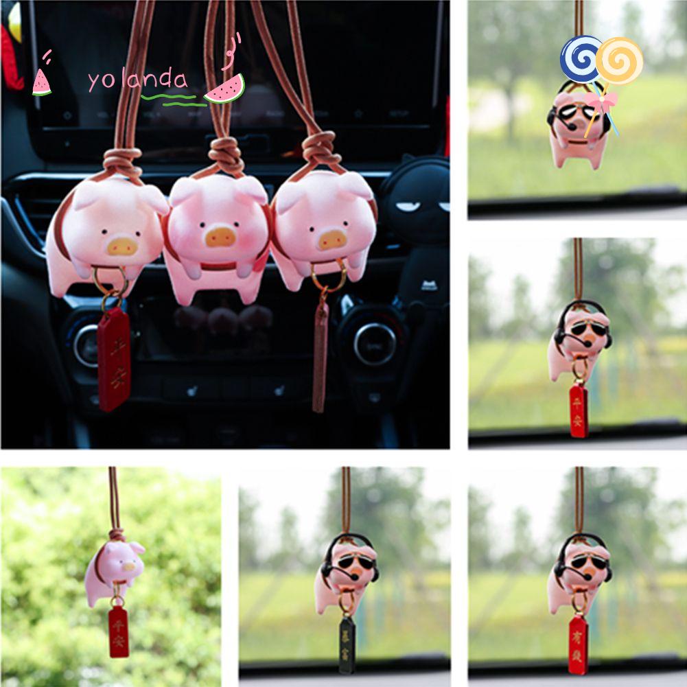 Phụ Kiện Treo Trang Trí Gương Chiếu Hậu Xe Hơi Hình Chú Heo Hoạt Hình May Mắn