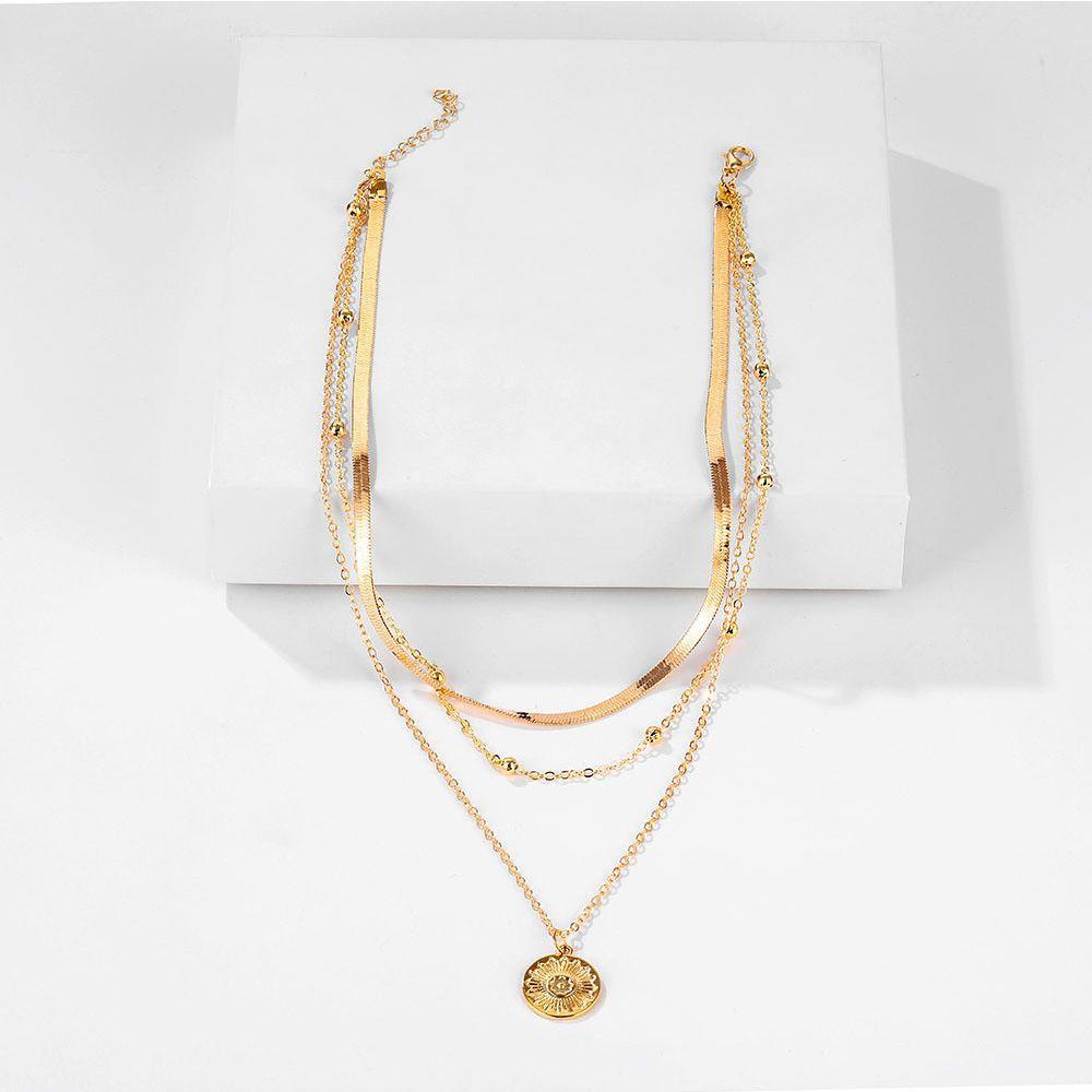 AROMA Vòng cổ Nhiều Lớp Bằng Kim Loại Thời Trang