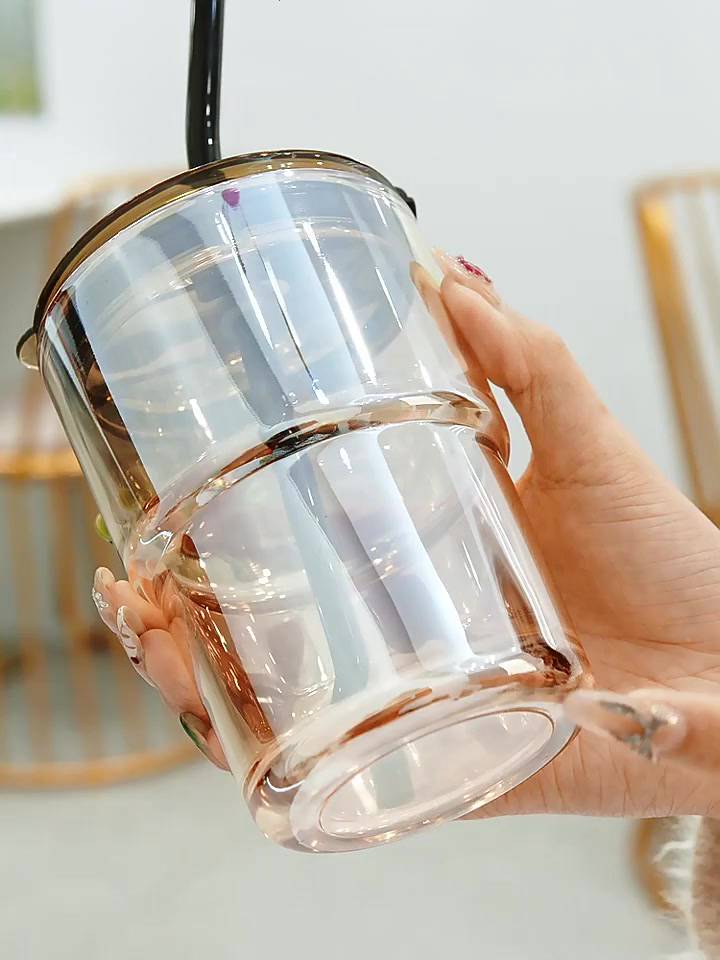 [Mã LIFE1511A giảm 10% đơn 50K] Cốc Thuỷ Tinh ❤️ Ly Nước Vỏ Da Có Nắp Và Ống Hút Dung Tích 450ml | BigBuy360 - bigbuy360.vn