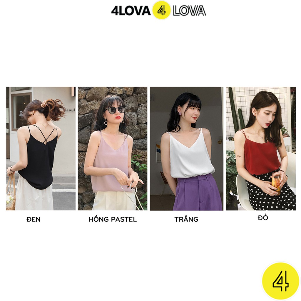 Áo 2 dây trơn vải lụa satin 4LOVA thiết kế đan lưng sexy, sang chảnh | BigBuy360 - bigbuy360.vn