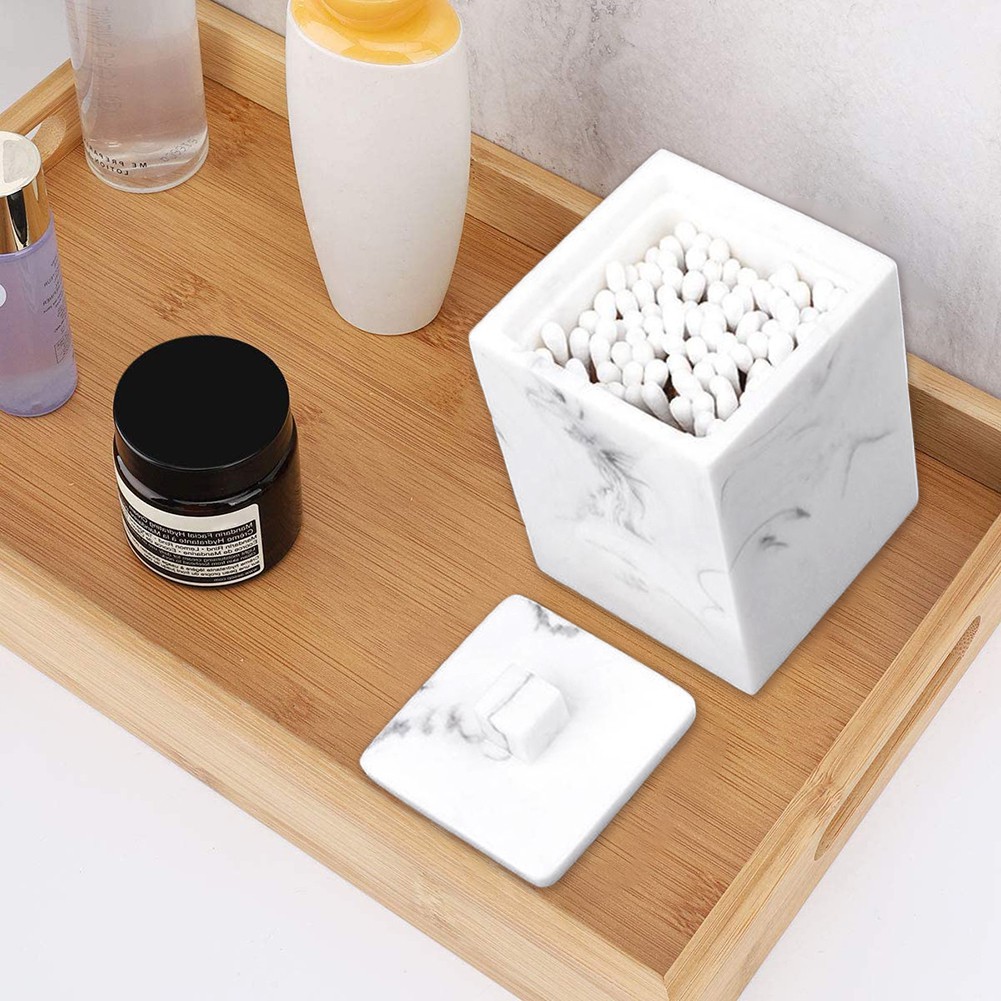 Hộp Đựng Tăm Bông / Bông Tẩy Trang Bằng Resin Kết Cấu Độc Đáo Giá Đỡ