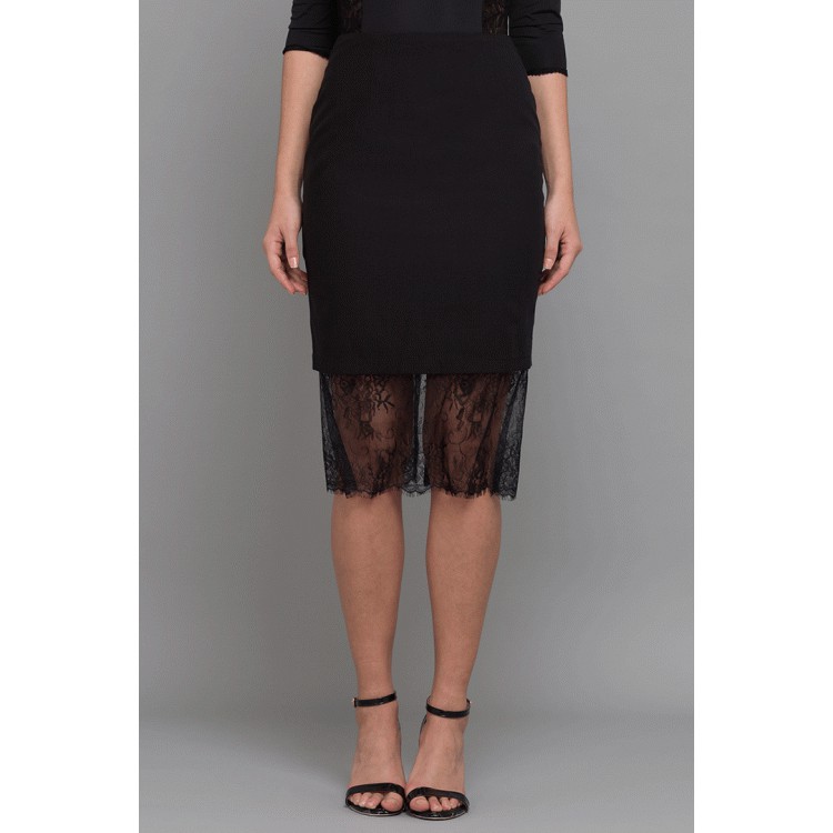 Chân váy đen pha ren BLACK COTTON LACE PENCIL SKIRT | BigBuy360 - bigbuy360.vn