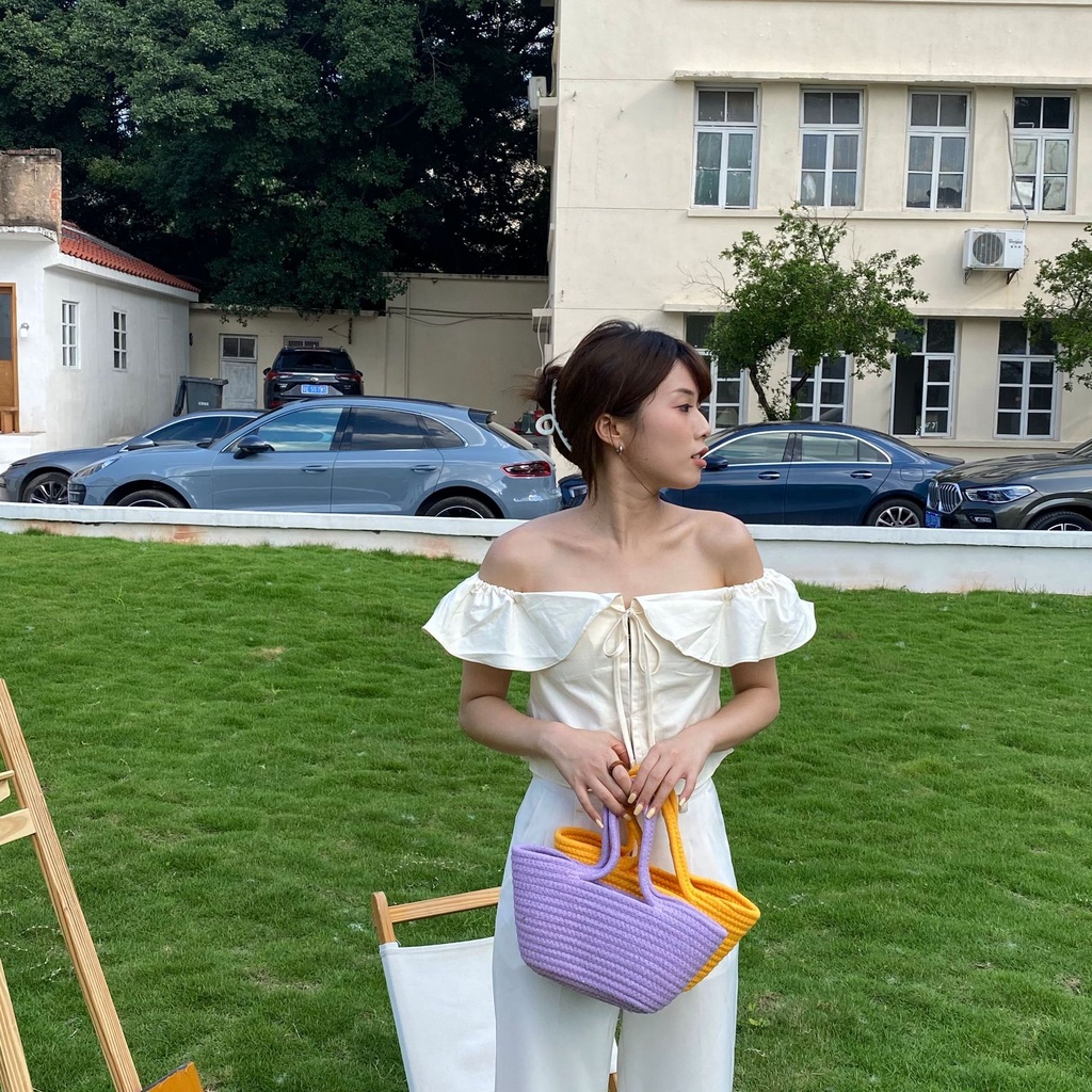 Túi xách nữ mùa hè dây vải dệt kim đi biển