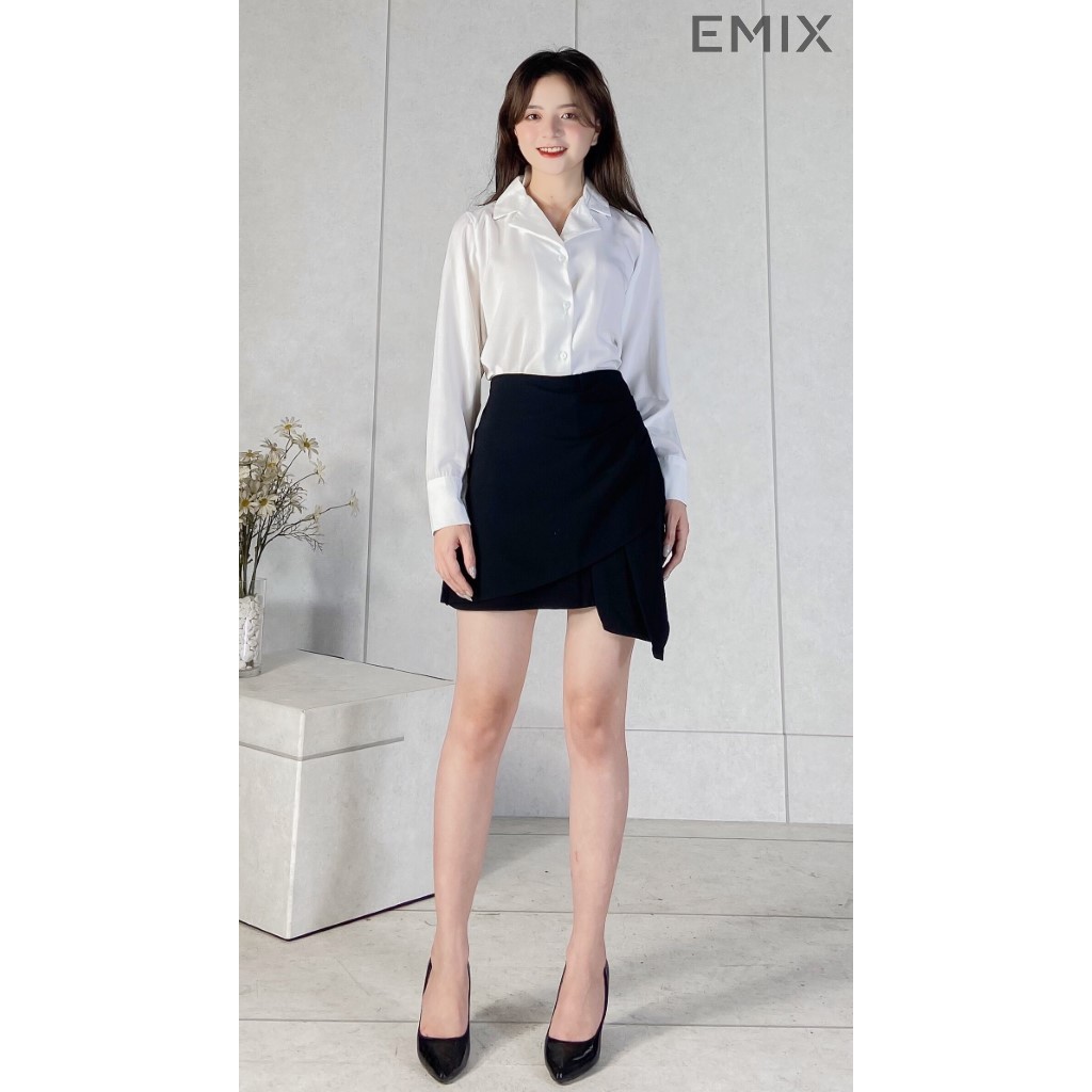 Chân váy chữ A vạt chéo màu đen EMIX | BigBuy360 - bigbuy360.vn