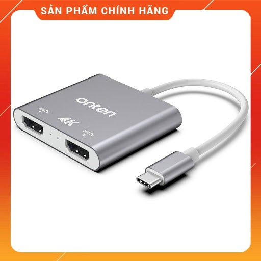 Cáp chuyển USB Type C to 2 HDMI Onten 9175b hỗ trợ 4K - Hàng Chính Hãng