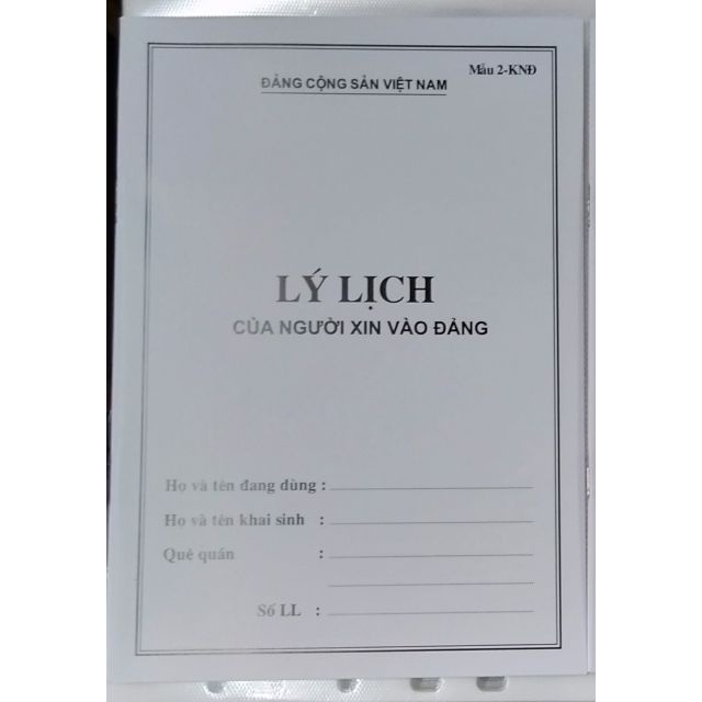 Lý lịch của người xin vào đảng Mẫu 2- KNĐ