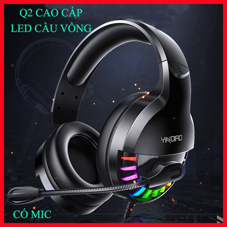 Tai Nghe Chụp Tai Q2 cao cấp, LED cầu vồng tối thượng, tai nghe game có mic, âm thanh chuẩn và thực tế. | BigBuy360 - bigbuy360.vn