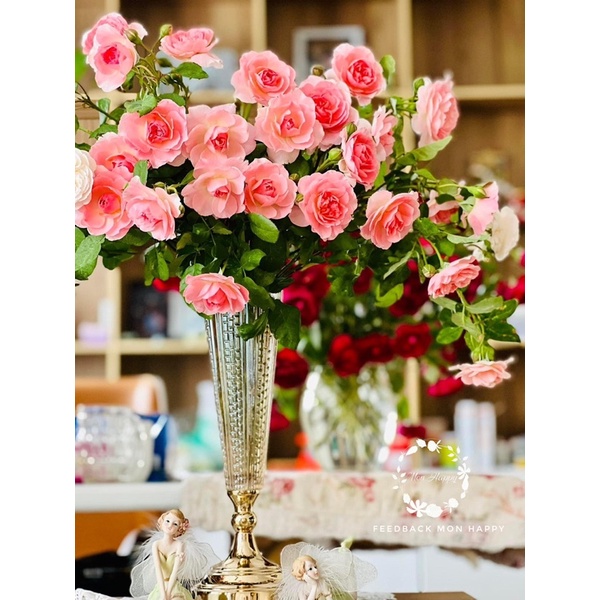 Lọ hoa thuỷ tinh dáng ly vàng - Lọ hoa Decor