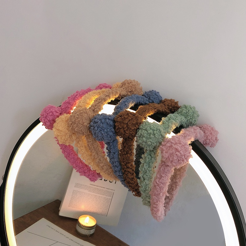 Cài Tóc Vải Len Phối Tai Gấu Màu Kẹo Đáng Yêu Kiểu Hàn Quốc Tiện Lợi