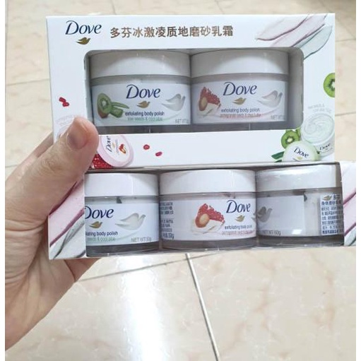 Set 2 Hũ Kem Tẩy Tế Bào Chết Body Dove Exfoliating Body Polish Hương Lựu &amp; Kiwi (50g/set)