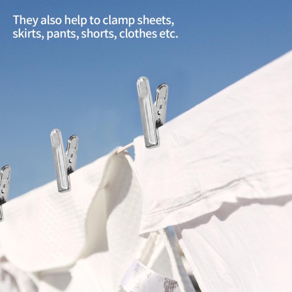 Set 14 Kẹp Phơi Quần Áo Bằng Thép Không Gỉ Tái Sử Dụng Tiện Lợi